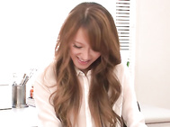 Mai Shirosaki in ripped pantyhose gives a japanese blowjob.