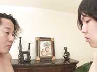 Hitomi Kanou Gives A Double Blowjob And Drinks Cum.