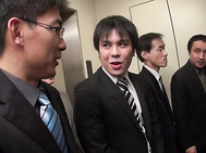 Hot Asian in sexy lingerie gets nailed in gangbang.
