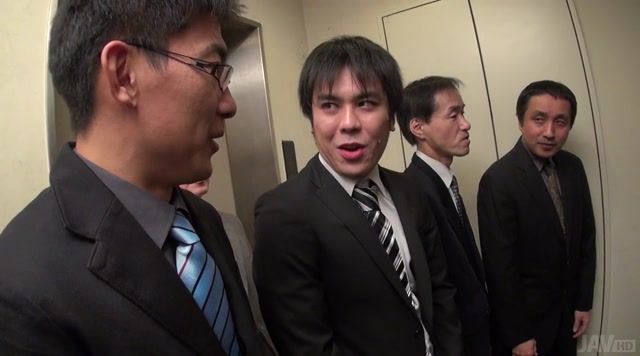 Hot Asian in sexy lingerie gets nailed in gangbang.