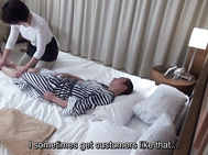 Japanese hotel massage mature masseuse gives handjob