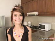 Skinny tiny little Asian creampie
