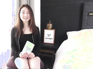 Casting couch with cute Japanese amateur Miss Ai Okamoto sexy nurse from Tokyo interview uncensored JAV first ever JAV pussy licking pt2