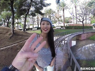 Sharon Lee is back and today, not only is she fucking in public