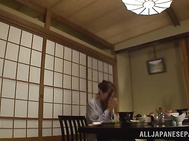 Sugary Japanese milf with awesome boobs gets fingered.