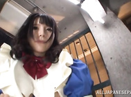 Naughty Japanese bimbo Ai Uehara enjoys having a hard one pounding her fresh vagina as she performs a nasty cock ride in hardcore ways which makes her undulate and moan of extreme pleasure after teasing her lad with a steamy footjob in her black stockings