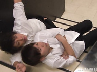 Awesomely curved An Tsujimoto threesome sex.
