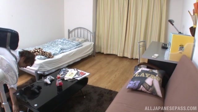 Delicious Japanese schoolgirl experiences hot doggy-style bang.