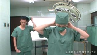 Glamorous Asian nurse moans as she is nailed.