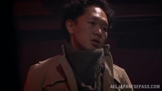 Appealing Japanese milf, Lola Misaki, is close to having her puffy twat seriously nailed in a rough fuck adventure along some horny guys.