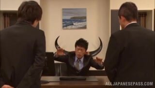 Gorgeous office babe Rin Sakuragi sucks her boss for his sperm.