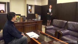 Short-haired Japanese office lady Riko Honda has excellent sex.