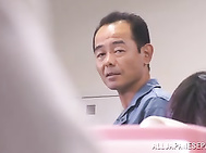 Amazing Asian milf gets screwed by a burglar in the office.