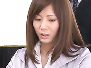 Wild Yuma Asami receives wet facial cumshot.