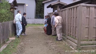 Sweet enslaved chick Miku Ohashi in a nasty group action.