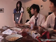 Cute Japanese teen Ai Uehara gets her head fucked hard.