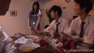 Cute Japanese teen Ai Uehara gets her head fucked hard.